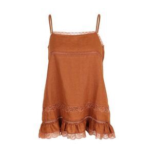 NWT Gold Hawk Lilli Linen Babydoll Cami Tank Top In Tobacco Orange Size Small